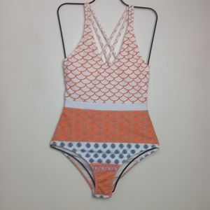 Women"s One Piece Seimsuit Scoop Neck Geo-Print Swimwear Bathing Suit M